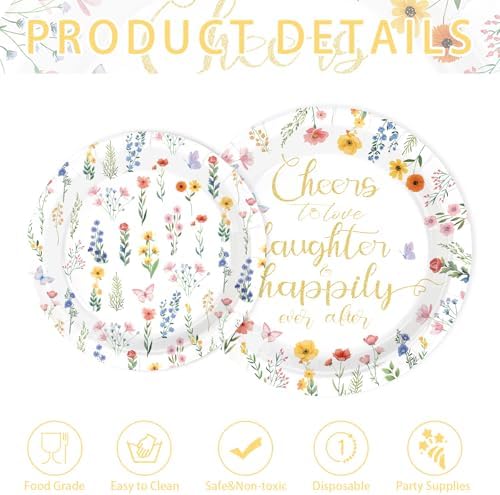 250Pcs Wildflower Bridal Shower Supplies for Engagement Wedding Serves 50 - Image 5