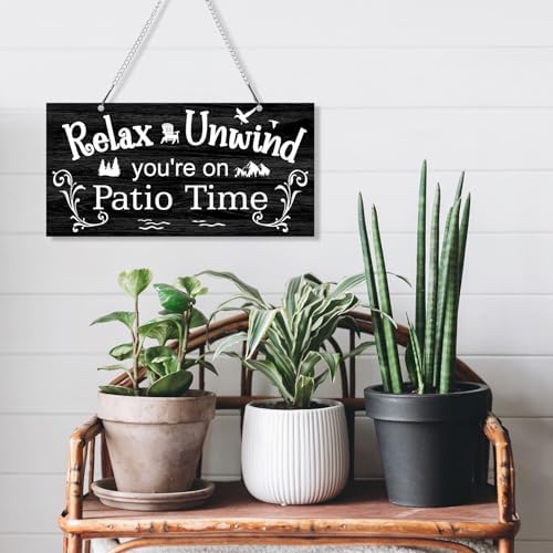 Hotop Metal Patio Sign Vintage Wall Decor for Outdoor, 10 x 5", Black - Image 4