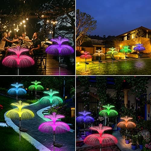 Weepong Solar Garden Lights 6 Pack New Upgraded Solar Lights Outdoor Waterproof 7 Color Changing Double Jellyfish and Star Flower Garden Decor Yard Lawn Christmas Decorations, Gifts for Women Mom - Image 5