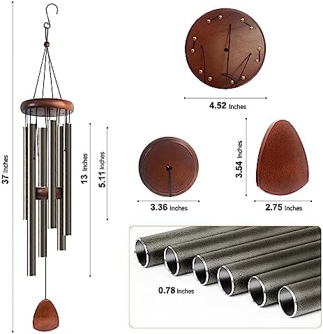 Bursvik 37" Aluminum Wind Chimes for Outside (Copper), Patio Zen Decor Gift - Image 2