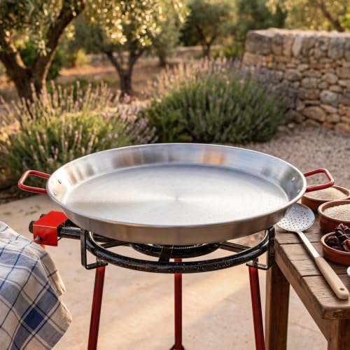 Magefesa 24" Carbon Steel Paella Pan – 60 cm - 19 Servings, Durable & Lightweight with Dimpled Surface, Ideal for Outdoor Cooking & Traditional Valencian Paella - Image 2