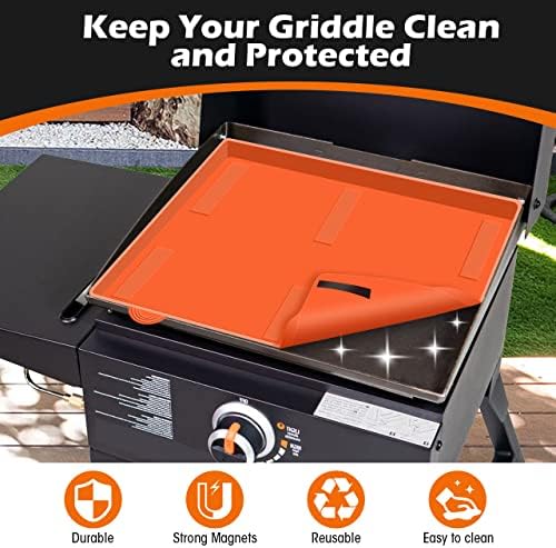 17" Griddle Mat Silicone for Blackstone, Magnetic Protective Cover Mats Blackstone Griddle Top Covers Protector Outdoor-Orange - Image 4