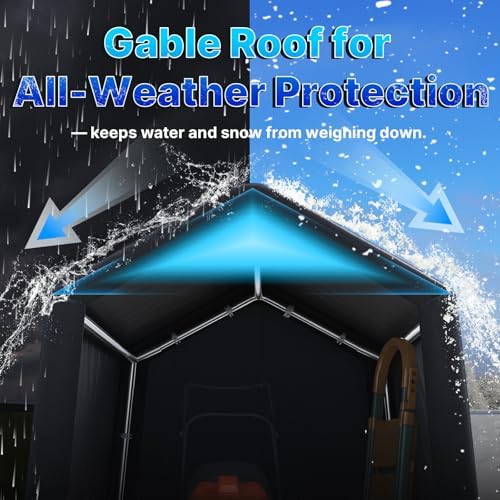 ADVANCE OUTDOOR 8x8 ft Storage Shelter Garage Tent with 2 Roll up Doors & Vents Outdoor Portable Carport for Motorcycle ATV Anti-UV Snow Resistant Waterproof, Gray - Image 3