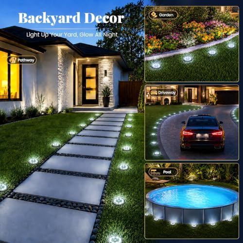 SOLPEX 16 Pack Small Solar Ground Lights, Pathway Lights Cool White - Image 2