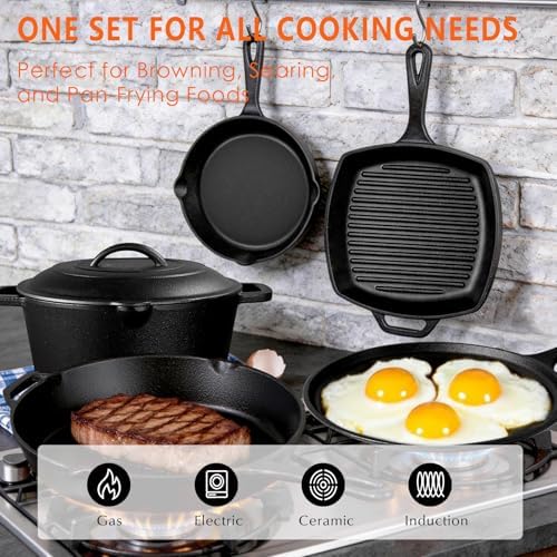 Cast Iron Set 6 Piece, PFAS-Free, Pre-Seasoned Pots and Pans Set - Image 2