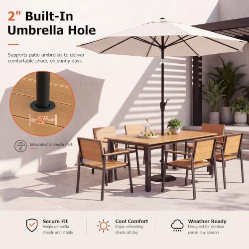 LazySunsets Outdoor Dining Set with Umbrella Hole (Charcoal, 7 Piece) - Image 3