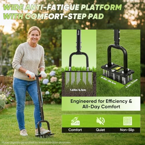 Sakerplus Aerator Lawn Tool, Spike Lawn Aerator with Self-Cleaning Tines - Image 6