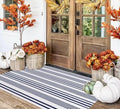 BUAGETUP Washable Outdoor Rug 3'x 5',Blue and White Cotton Front Porch Rug by BUAGETUP