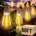 60FT LED Outdoor String Lights with 16+1 Edison Shatterproof Waterproof Bulbs, 2700K Commercial Grade Patio Lights, Heavy Duty Outside Hanging for Garden Porch Deck Decor by AMZRAP