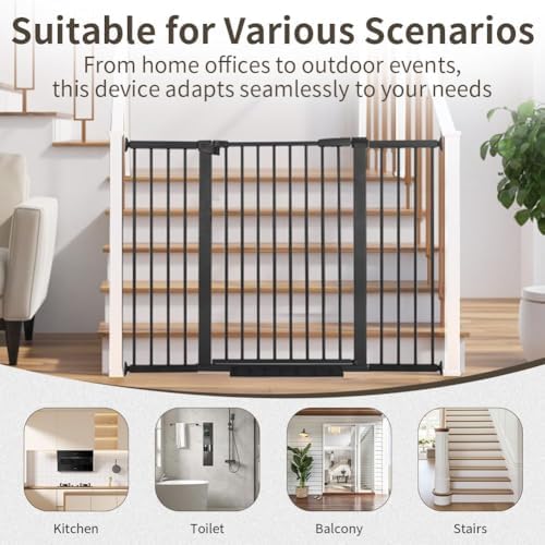 54.7"-60.2" Extra Wide Baby Gate for Doorways Hallways, 30 in Tall Dog Gates with Door No Drill, Auto Close Child Safety Gate for Pet Kid Doggie Cat Proof, Large Long Dog Barrier Indoor House, Black - Image 6