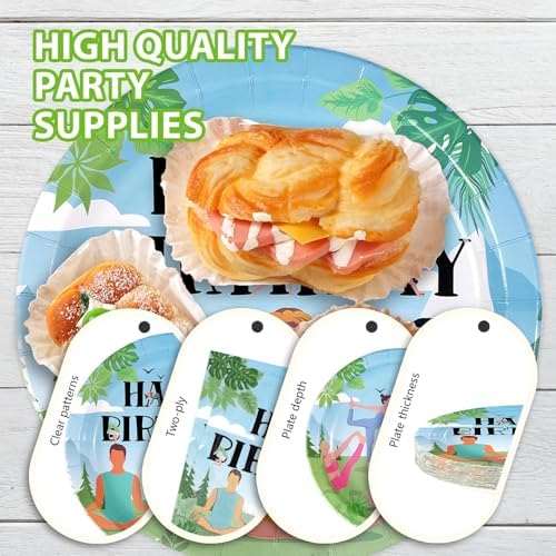 96Pcs Yoga Happy Birthday Party Decorations, Serves 24 - Image 6