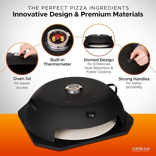 HeatGuard Pro Geras Pizza Oven for Grill - Grill Top Pizza Oven For Outdoor Camping - Pizza Stone, Pizza Peel Kit - Portable Backyard BBQ Pizzas Maker Charcoal, Pellet, Propane Gas Wood Attachment - Image 6