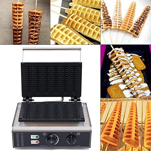 6-Grid Commercial Waffle Maker, 1550W Electric Mini Egg-Shaped Waffle Machine, Stainless Steel Waffle Iron Baker with Non-Stick Coating, 122-572℉ Temperature Adjustable - Image 6