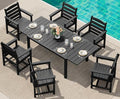 SERWALL 60" - 83" Expandable Outdoor Dining Table and 6 HDPE Chairs, Black by SERWALL
