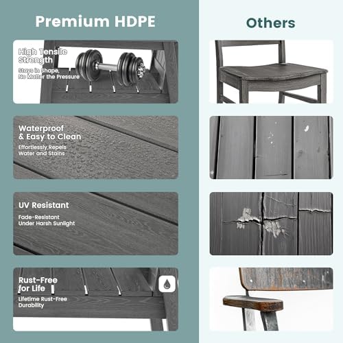 Pamapic Patio Dining Table Set, 5-Piece Outdoor Dining Set for 4, Grey - Image 5