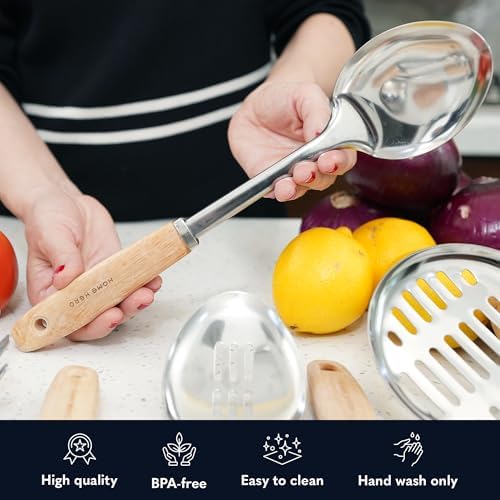 Home Hero 10-Piece Stainless Steel Kitchen Utensil Set with Wooden Handle - Image 5