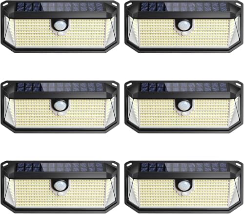 Solar Outdoor Lights, 4000LM 388 LEDs Motion Sensor Outdoor Light, IP65 Waterproof Solar Powered Outside Lights with 270° Wide Angle & 3 Modes, Exterior Flood Security Lights for Patio Garage, 6-Pack by Brightever