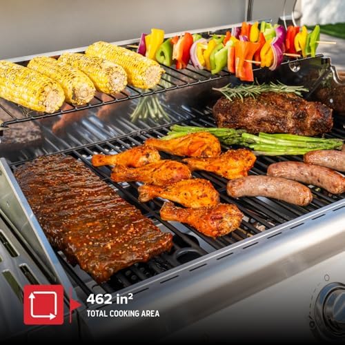 Nexgrill Propane 3-Burner Gas Grill, Stainless Steel with Foldable Shelves - Image 3