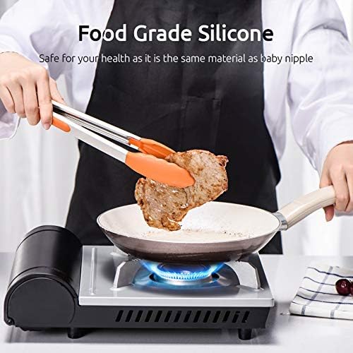 U-Taste Kitchen Tongs for Cooking, 600ºF Heat-Resistant Tps, 3Pcs/Orange - Image 4