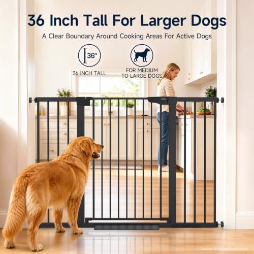 Cumbor 36" Extra Tall Dog Gate for Large Dogs, 30-54" Wide Pet Gate - Image 2