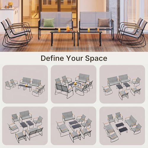Ahomly 8-Piece Textilene Outdoor Patio Furniture Set, Gray - Image 2