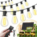 50FT Solar String Lights Outdoor, 18+1LED Shatterproof Bulbs with Remote & USB Port, Waterproof 3 Modes Dimmable Solar Lights for Backyard, Patio, Camping by AMZRAP