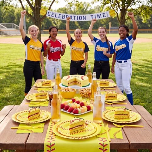 100 Pcs Disposable Softball Party Tableware Set for 25 Guests - Image 6