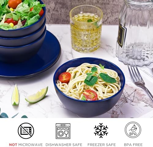 TP 12-Piece Melamine Dinnerware Sets, Service for 4, Black&Blue - Image 3