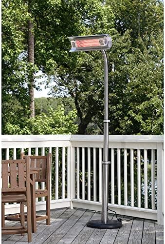 Fire Sense 02117 Telescoping Offset Pole Mounted Infrared Patio Heater With Wheels 1500 Watt Indoor Outdoor Powder Coated Steel Tip over Protection System Cover Included - Stainless Steel - Image 5