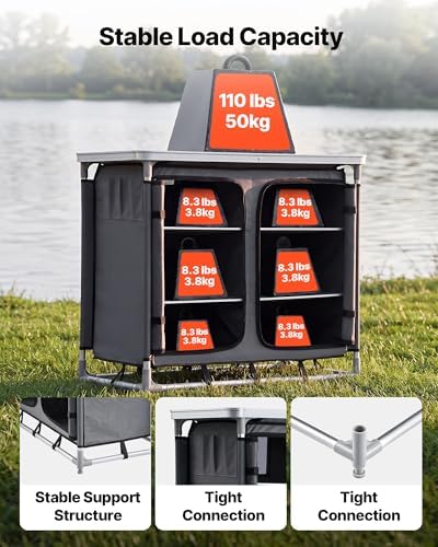 VEVOR Folding Camping Storage Cabinet, Outdoor Portable Lightweight Table - Image 5