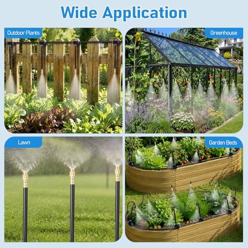 360° Adjustable Drip Irrigation System Kit, 50 FT Garden Watering System with 15 Copper Nozzles, Automatic Misting Sprinkler for Yard, Garden, Lawn, Raised Bed, Greenhouse and Plants - Image 7
