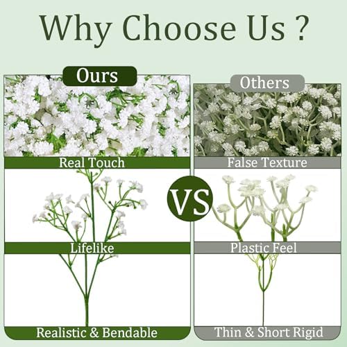 100Pcs Babys Breath Artificial Flowers-Gypsophila Babys Breath Flowers Artificial Bulk-White Real Touch Fake Flowers for Wedding Home Garden Decor - Image 3