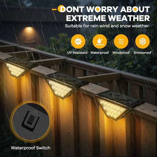 BKBB PPBB Solar Step Lights for Outside, Solar Stair Lights Outdoor Waterproof, Deck Step Lights for Fence, Patio, Yard, Porch, Front Door, Sidewalk, Garden, Patio Decor (10, Warm White) - Image 4