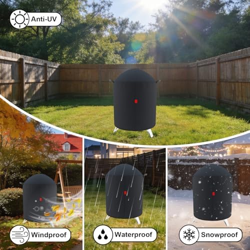Outdoor Grill Cover Fits Cuisinart 16" Vertical Charcoal Smoker COS-116, Cover Geny Waterproof 600D Heavy Duty Round Smoker Grill Covers, 22" D x 27" H. - Image 6