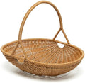 Plastic Imitation Rattan Woven Hand Basket Outdoor Picnic Picking Vegetables and Fruits Kitchen Living Room Egg Snack Basket (Brown2,33.5x27.5cm) by Unknown