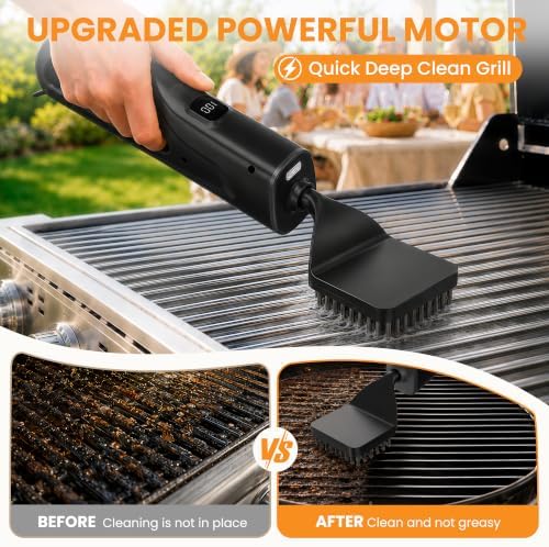 Electric Grill Brush with LED Light, Grill Cleaner for Outdoor Grill（Black） - Image 2