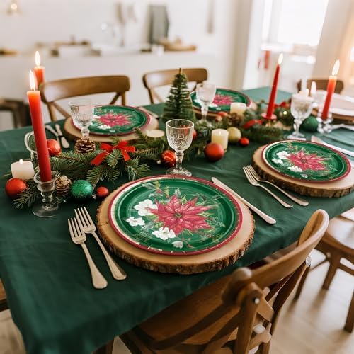 WRAPAHOLIC 25Pcs Christmas Paper Plates - 9 Inch Gold Foil Poinsettia Flower Disposable Plates Decorative Dinner Plates for Christmas Party Tableware Supplies Table Decor - Image 3