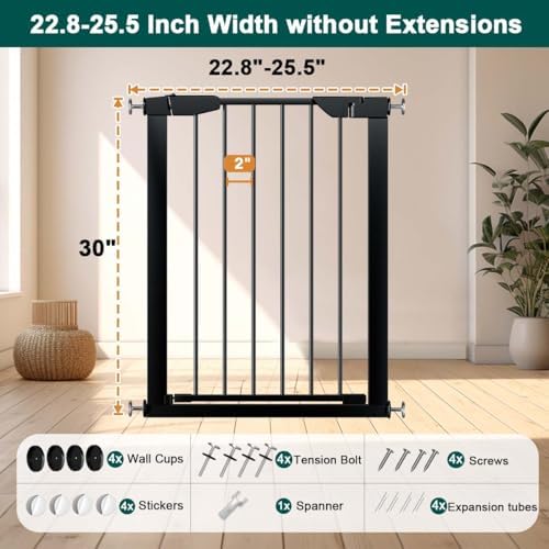 Fairy Baby 22.8"-25.5" Narrow Baby Gate for Small Stairs/Doorways/Hallways - Image 2