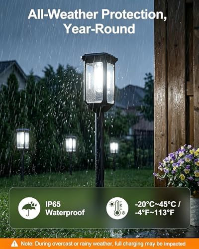 Tenmiro Solar Pathway Lights Outdoor 2 Pack, Bright Solar Garden Lights - Image 3