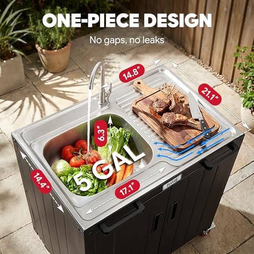 Feasto Modular Outdoor Kitchen Island with Stainless Steel Sink and Faucet - Image 5
