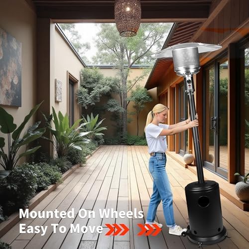 Ignovate 50,000 BTU Max Outdoor Propane Patio Heater with Wheels – Durable Powder-Coated Steel Gas Heater with Easy Ignition & Safety Shut-Off for Patio, Backyard, Garden, Restaurant - Image 5