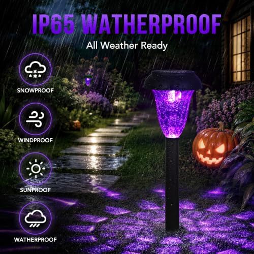 GIGALUMI Solar Halloween Lights Outdoor Waterproof Pathway Lights, 12 Pack - Image 3
