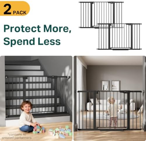 Cumbor 2-Pack 29.7-51.5 in Extra Wide Baby Gate for Stairs, Dog Gate Black - Image 2