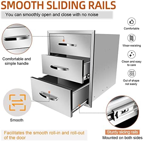 Outdoor Kitchen Drawers 18W x 23H x 23D Inch, Flush Mount Access BBQ Island Drawers for Outdoor Kitchens or BBQ Island Patio Grill Station - Image 5