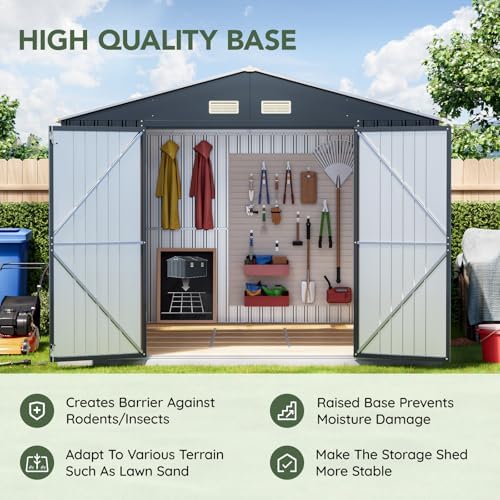10 x 12 FT Metal Storage Shed for Backyard, Brown - Image 6