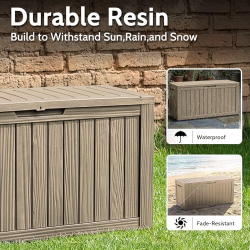 130 Gallon Resin Deck Box, Outdoor Storage Box, Waterproof UV Resistant Lockable，Weatherproof Organizer for Patio Furniture Cushions, Pool Accessories, Garden Tools, Indoor & Outdoor Use, Grey - Image 5