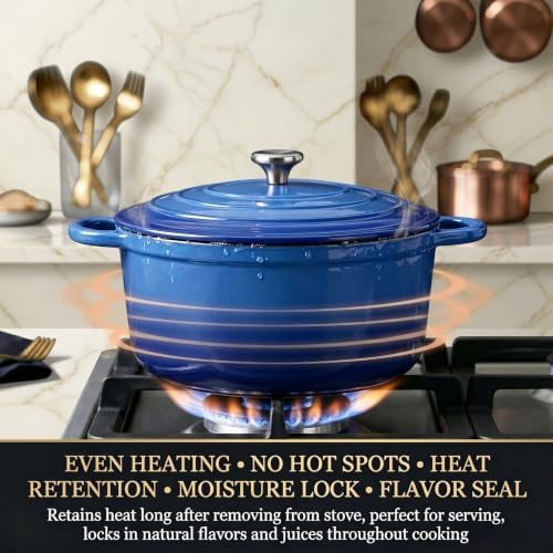 QuliMetal Enameled Cast Iron Cookware Set, 5 Pcs Pots and Pans with Lid, Skillet, Frying Pan, Saucepan & Dutch Oven for All Stovetops, PFA Free - Ideal for Sourdough Bread Baking - Image 6