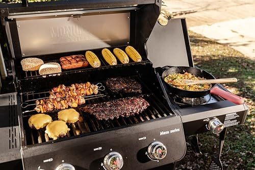 Monument Grills Mesa Series, 3+1 Outdoor Barbecue Stainless Steel Propane Gas Grill, 3 Burners & 1 Side Burner 48,000 BTU Patio Garden Grill with Knob Controls, Mesa325, Black - Image 4
