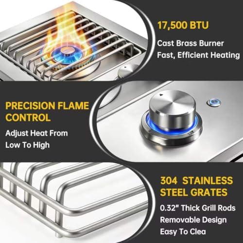 Built-In Single Side Burner for Outdoor Kitchen, 17,500 BTU Liquid Propane - Image 5