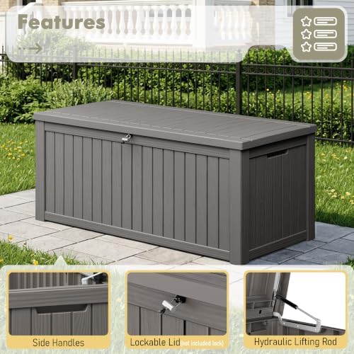 KAMABOKO 220 Gallon Outdoor Storage Box Waterproof Deck Box for Patio - Image 4